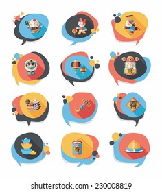 Chinese New Year bubble speech flat banner design flat background set, eps10