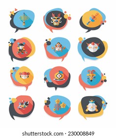 Chinese New Year bubble speech flat banner design flat background set, eps10