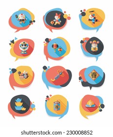 Chinese New Year bubble speech flat banner design flat background set, eps10