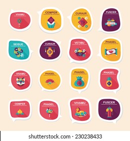 Chinese New Year bubble speech flat banner design flat background set, eps10