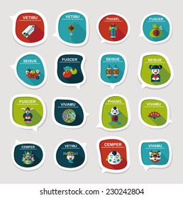 Chinese New Year bubble speech flat banner design flat background set, eps10