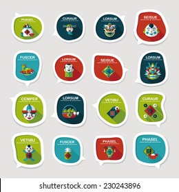 Chinese New Year bubble speech flat banner design flat background set, eps10
