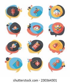 Chinese New Year bubble speech flat banner design flat background set, eps10