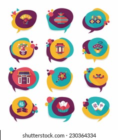 Chinese New Year bubble speech flat banner design flat background set, eps10