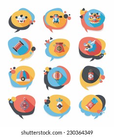 Chinese New Year bubble speech flat banner design flat background set, eps10