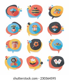 Chinese New Year bubble speech flat banner design flat background set, eps10
