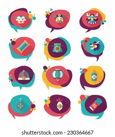 Chinese New Year bubble speech flat banner design flat background set, eps10