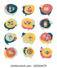 Chinese New Year bubble speech flat banner design flat background set, eps10
