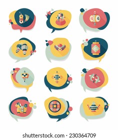 Chinese New Year bubble speech flat banner design flat background set, eps10