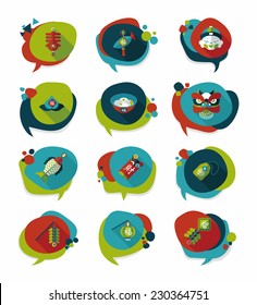 Chinese New Year bubble speech flat banner design flat background set, eps10