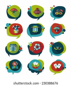 Chinese New Year bubble speech flat banner design flat background set, eps10