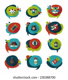 Chinese New Year bubble speech flat banner design flat background set, eps10