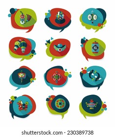 Chinese New Year bubble speech flat banner design flat background set, eps10