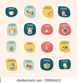 Chinese New Year bubble speech flat banner design flat background set, eps10