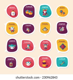 Chinese New Year bubble speech flat banner design flat background set, eps10
