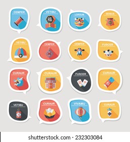 Chinese New Year bubble speech flat banner design flat background set, eps10, dummy text