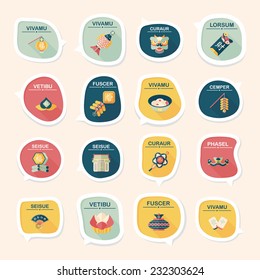 Chinese New Year bubble speech flat banner design flat background set, eps10, dummy text