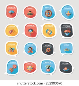 Chinese New Year bubble speech flat banner design flat background set, eps10, dummy text