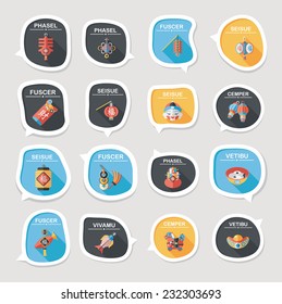 Chinese New Year bubble speech flat banner design flat background set, eps10, dummy text