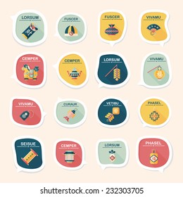Chinese New Year bubble speech flat banner design flat background set, eps10, dummy text