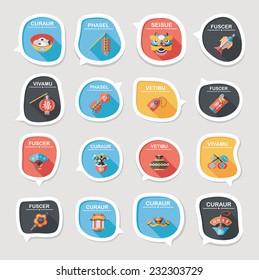 Chinese New Year bubble speech flat banner design flat background set, eps10, dummy text