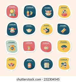 Chinese New Year bubble speech flat banner design flat background set, eps10, dummy text