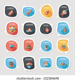 Chinese New Year bubble speech flat banner design flat background set, eps10, dummy text
