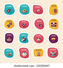 Chinese New Year bubble speech flat banner design flat background set, eps10, dummy text