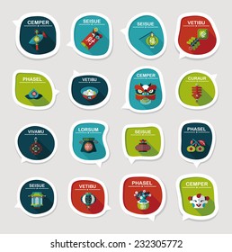 Chinese New Year bubble speech flat banner design flat background set, eps10, dummy text