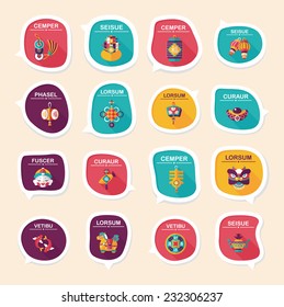 Chinese New Year bubble speech flat banner design flat background set, eps10, dummy text