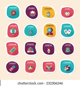 Chinese New Year bubble speech flat banner design flat background set, eps10, dummy text