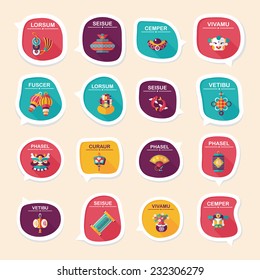 Chinese New Year bubble speech flat banner design flat background set, eps10, dummy text