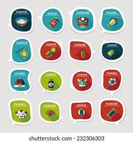 Chinese New Year bubble speech flat banner design flat background set, eps10, dummy text