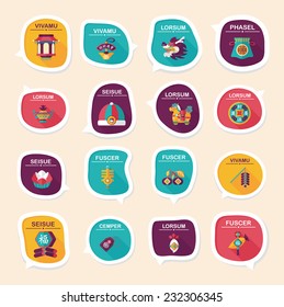 Chinese New Year bubble speech flat banner design flat background set, eps10, dummy text
