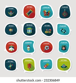 Chinese New Year bubble speech flat banner design flat background set, eps10, dummy text