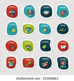 Chinese New Year bubble speech flat banner design flat background set, eps10, dummy text