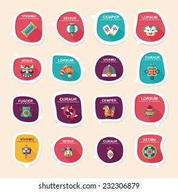 Chinese New Year bubble speech flat banner design flat background set, eps10, dummy text