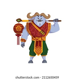 Chinese new year buffalo zodiac clip art illustration for children book