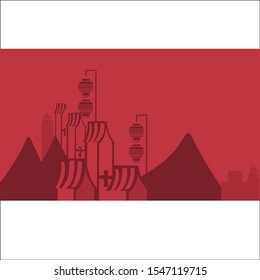 Chinese New Year Building Vector Design.