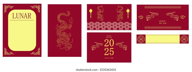 chinese new year bundle banner poster vector illustration
