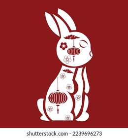 Chinese New Year bunny on red background
