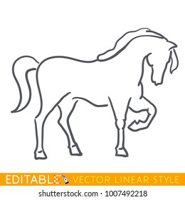 Chinese New Year. Calendar 2026. Horse zodiac sign. Editable stroke sketch icon. Stock vector illustration.