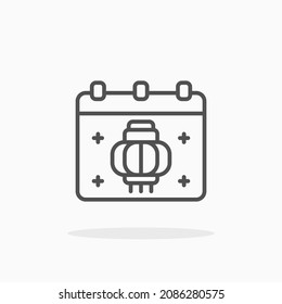 Chinese New Year Calendar icon. Editable Stroke and pixel perfect. Outline style. Vector illustration. Enjoy this icon for your project.
