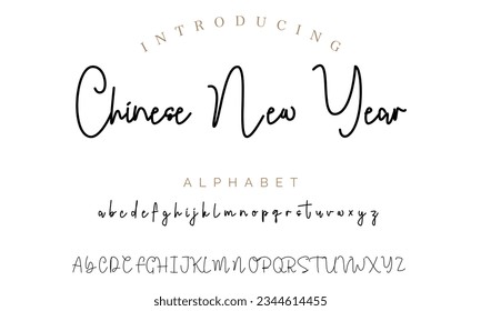 Chinese New Year calligraphy script. Vector alphabet.