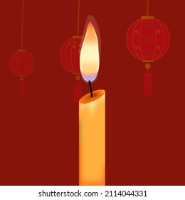 Im chinesischen Neujahr leuchten Kerzen. roter Hintergrund.