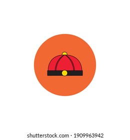 chinese new year cap icon color line vector illustration
