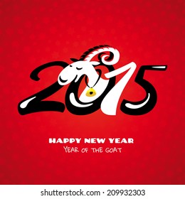 Chinese new year card with goat vector illustration