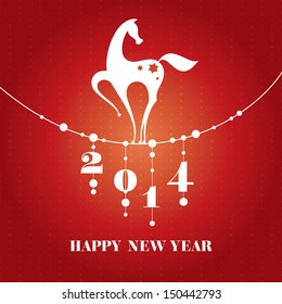 Chinese new year card with horse vector illustration