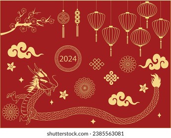 Chinese new year card. Lunar new year elements.