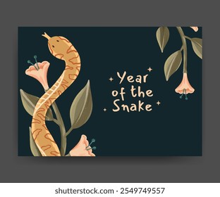 Chinese new year card. year of the snake illustration for poster, card, banner or invitation.